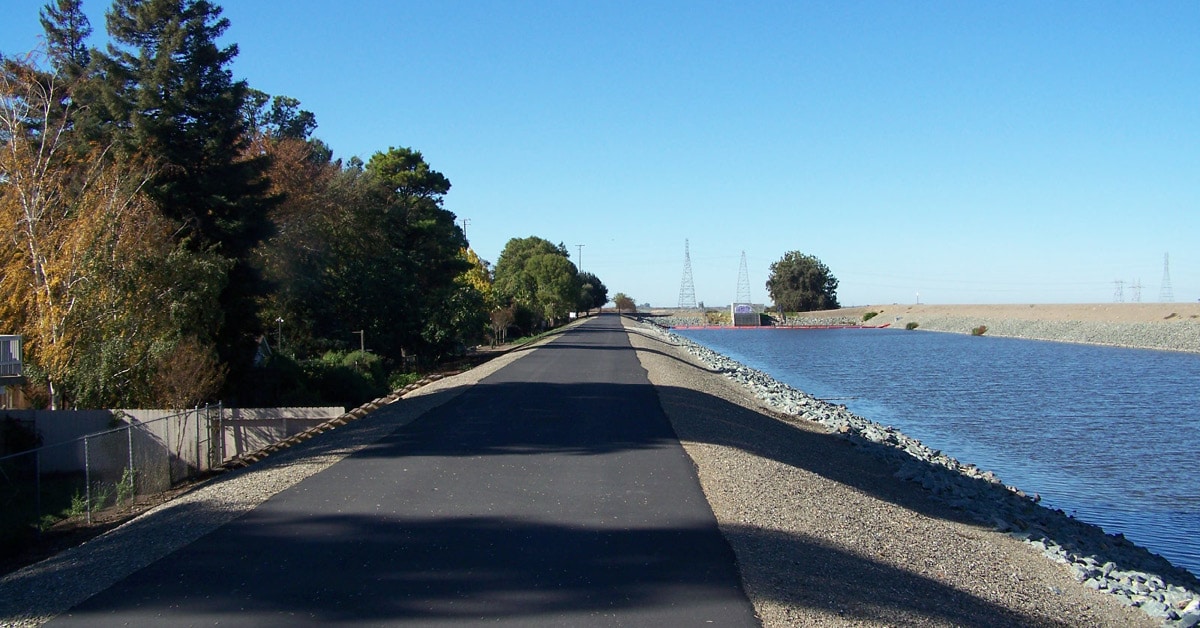 Lincoln Village levees from shore