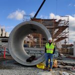 Kleinfelder's Jason Lavoie pictured on the York Street Pump Station and Connecticut River Crossing project site