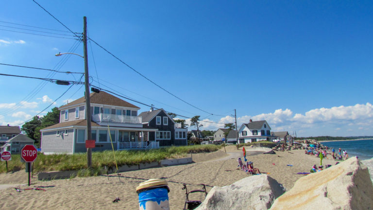 Saco Maine beach view showing erosion and houses