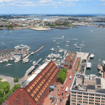 Aerial photo of Long Wharf in Boston