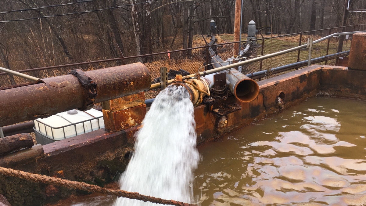 Banning Mine Treatment Discharge Existing conditions of water and pipes at Banning Mine