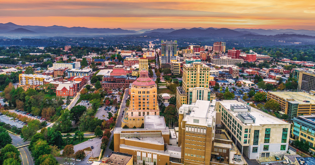 Aerial view of Asheville, NC