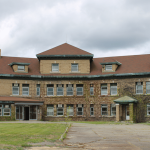 Rear facade of Great Northern Paper Admin Building