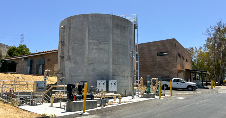 RD Badger Water Treatment Plant exterior of building with road and sky