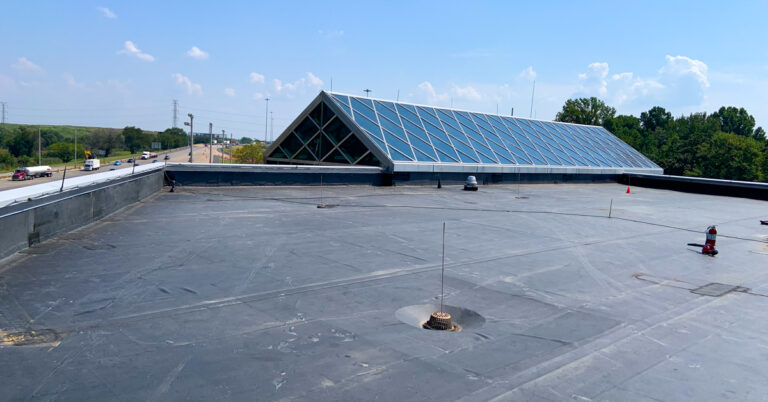 Julia Building rooftop with atrium skylight