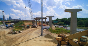 I-77 HOT lanes construction with blue sky