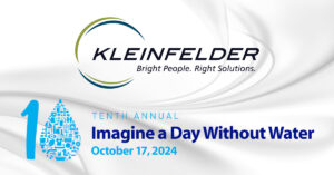 Kleinfelder logo and Imagine a Day Without Water logo on marble background