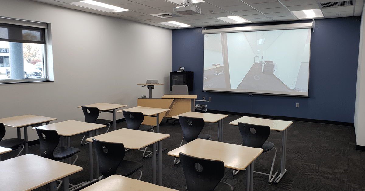 Penta Ribbon Cutting - interior 2 - 1200x628 Interior shot of the Penta Career Center's 1205 Training Center