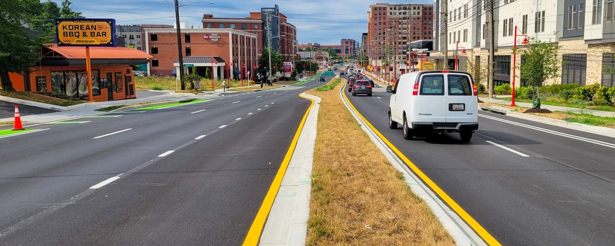 US 1 redevelopment project showing median and road travel lanes