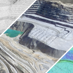 Three images of various stages of 2D and 3D visualization tools depicting mining and quarry project