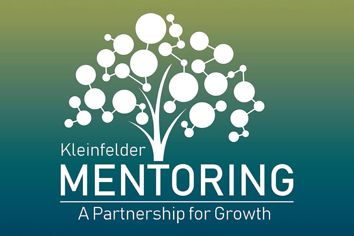 Kleinfelder mentoring program logo on green blue background