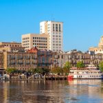 Riverfront of downtown Savannah in Georgia, USA