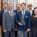 Staff from Kleinfelder Construction Services accept the 2025 Project Achievement Award in the Public Works category for projects under $25 million for the City of Encinitas Moonlight Beach Barrels and Storm Water Repairs Project