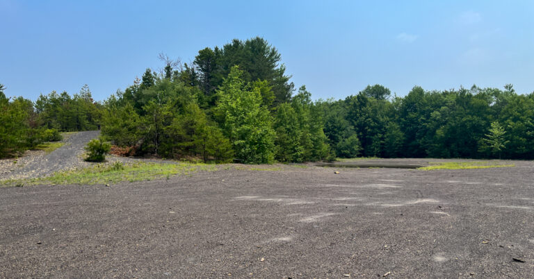 Fall Brook West abandoned mine land with gravel lot and trees