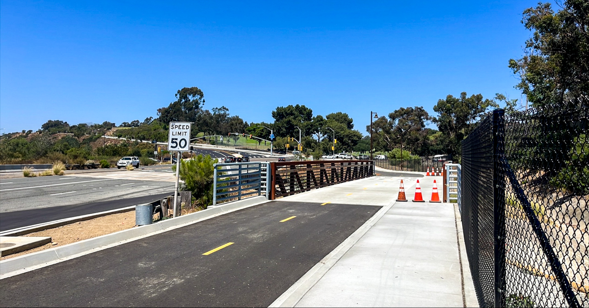Pershing Drive Bikeway bridge with sunny sky