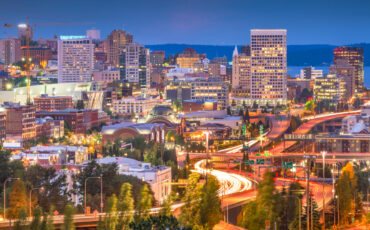 Tacoma Washington skyline at night