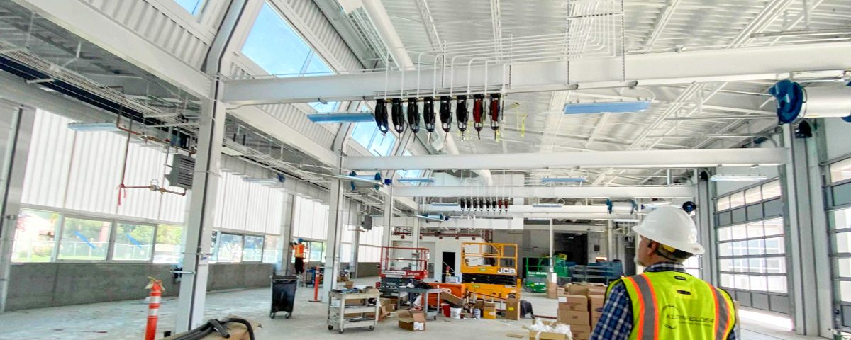 Vine Street Transit construction interior building with person in safety gear