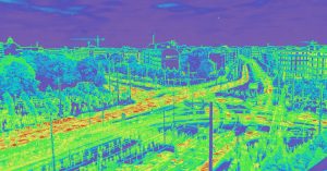 Infrared view of heavy fast moving traffic - motion infrared map