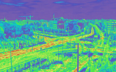 Infrared view of heavy fast moving traffic - motion infrared map