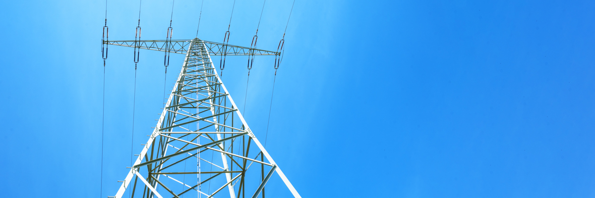 Electricity background banner panorama - Voltage power lines