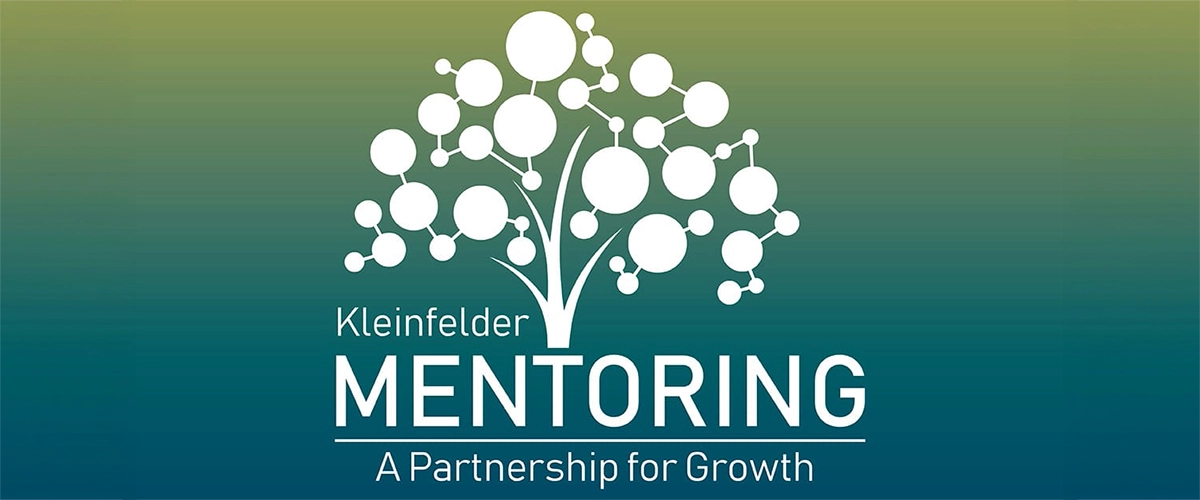 Kleinfelder Mentoring Program logo on blue and green background