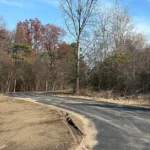 Photo of paved road and trees (Chessie Circle in Wood County, Ohio)