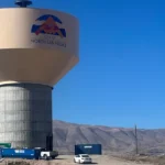 Elevated Water Storage Reservoir with Nevada mountains in background
