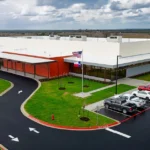 Caldwell County Community and Evacuation Center aerial photograph of building and parking lot