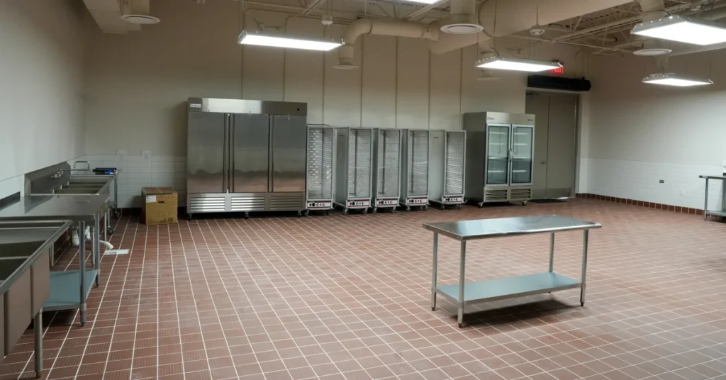 Evacuation-Center-Kitchen-Courtesy-Century-Construction Caldwell County Community and Evacuation Center interior photo of commercial kitchen space
