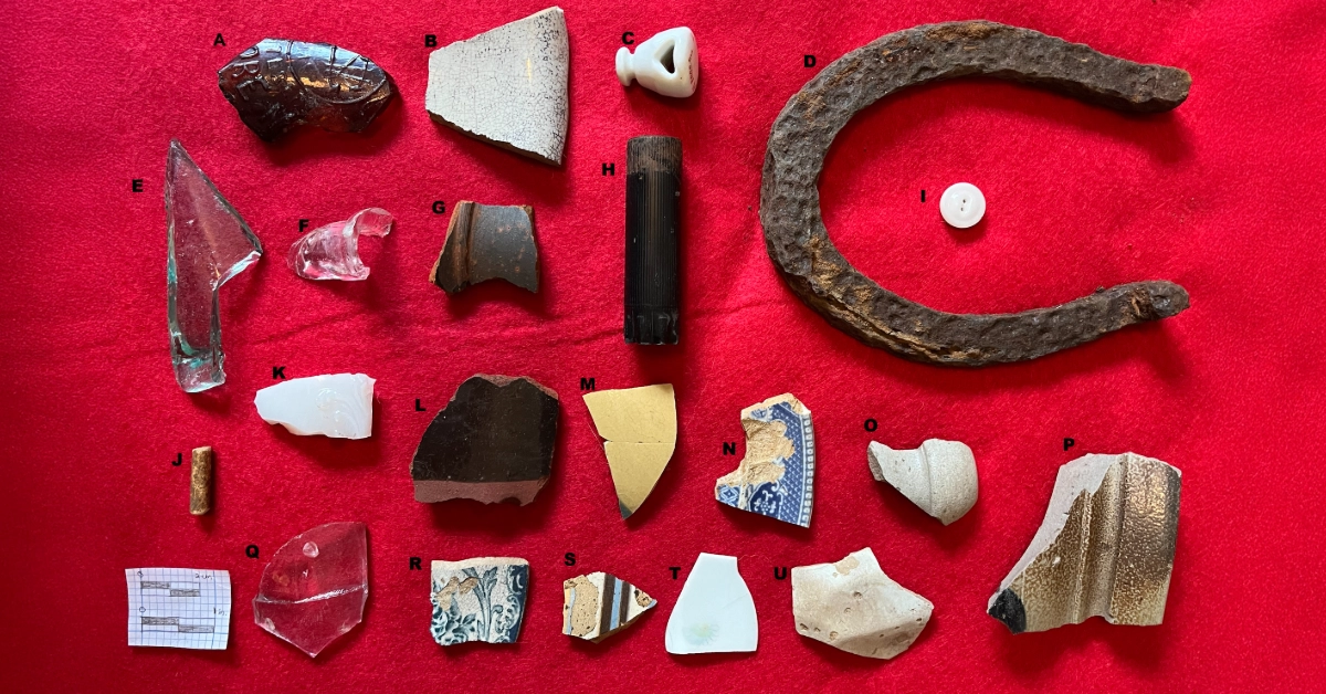 Various archaeological artifacts on display.
