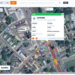 Screen capture of DelDOT Railroad Program Management asset viewer with city grid map and pop up box with project details